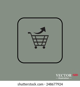 Black square frame on a green background. remove from the shopping cart, vector illustration, EPS 10