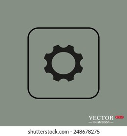 Black square frame on a green background. Cog Settings , vector illustration, EPS 10
