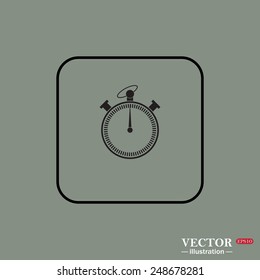 Black square frame on a green background. stopwatch.  Vector illustration EPS 10