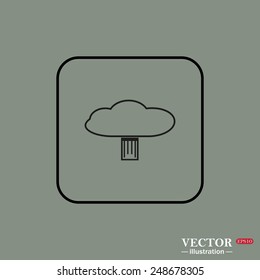 Black square frame on a green background. cloud storage, flash drive , vector illustration, EPS 10