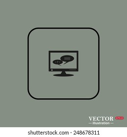 Black square frame on a green background. chat via computer , vector illustration, EPS 10