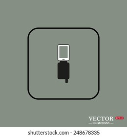 Black square frame on a green background. Case for phone , vector illustration, EPS 10