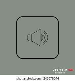 Black square frame on a green background. Sound on, vector illustration, EPS 10