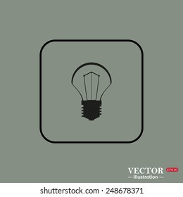 Black square frame on a green background. incandescent bulb, vector illustration, EPS 10