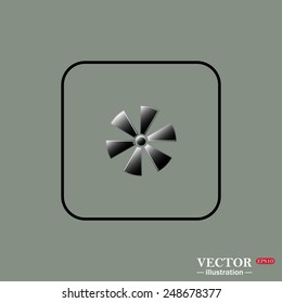 Black square frame on a green background. fan, vector illustration, EPS 10 
