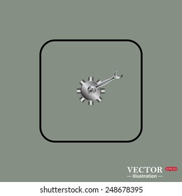Black square frame on a green background. Cog Settings , vector illustration, EPS 10
