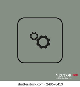Black square frame on a green background. Cog Settings , vector illustration, EPS 10