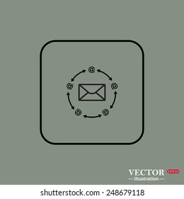 Black square frame on a green background. Internet e-mail, vector illustration, EPS 10