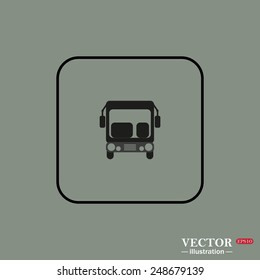 Black square frame on a green background. Bus, vector illustration, EPS 10