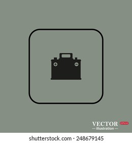 Black square frame on a green background. car battery, vector illustration, EPS 10