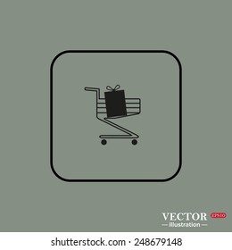 Black square frame on a green background. put in shopping cart  , vector illustration, EPS 10
