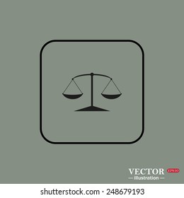 Black square frame on a green background. Scales balance , vector illustration, EPS 10