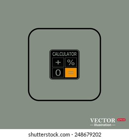 Black square frame on a green background. calculator, vector illustration, EPS 10