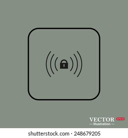 Black square frame on a green background. Wireless network access is closed, locked, vector illustration, EPS 10