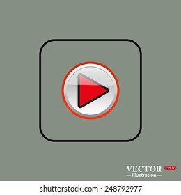 Black square frame on a green background. play, vector, EPS 10