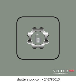 Black square frame on a green background. unlock settings , vector illustration, EPS 10