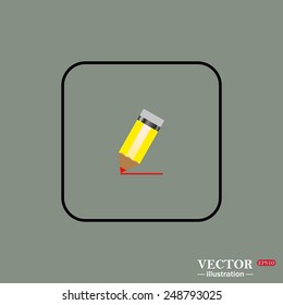 Black square frame on a green background. yellow pencil, vector, EPS 10