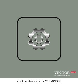 Black square frame on a green background. Cog Settings , vector illustration, EPS 10