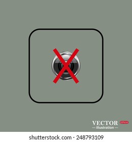 Black square frame on a green background. photo video banned camera crossed out with a red cross, vector, EPS 10