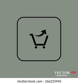 Black square frame on a green background.  remove from the shopping cart, vector illustration, EPS 10