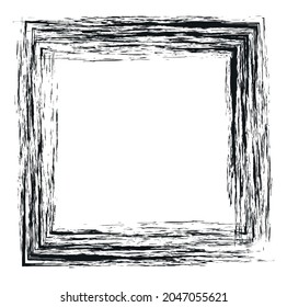 Black square frame on a white background. Frame with wood texture, for photo decor, transparent background. Photo frame template. Vector illustration.