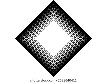 Black square frame on white. Vector Geometric pattern of abstract pixels. for advertising, packaging, posters, announcements. Vector symmetrical background. Place for text. Optical.