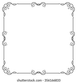 Black square frame with swirls, page decoration.