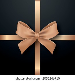 Schwarz quadratische Geschenkbox mit goldenem Bugband. Schwarzes Freitagsgeschenk. Draufsicht. Stock-Vektorgrafik.