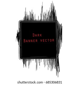 Black  square grunge banner draw flat brush