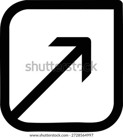 Black square icon with rounded corners and white background and black arrow