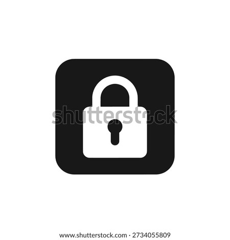 Black square icon with white lock silhouette used for web privacy safety and digital protection interface elements