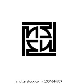 Black Square Initial Letter N NC CN Rotate Logo Design Inspiration