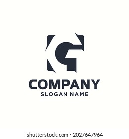 Black square Logo Design Template Elements with white G-shaped negative space