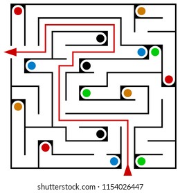 Black square maze 12x12 on a white background
