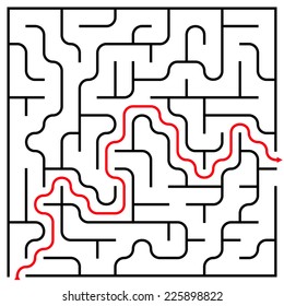 Black square maze (15x15) with help on a white background