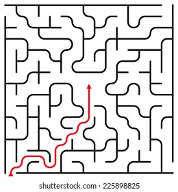 Black square maze (15x15) with help on a white background