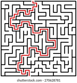 Black square maze (20x20) with help on a white background