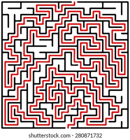Black square maze (20x20) with help on a white background