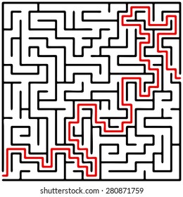 Black square maze (20x20) with help on a white background
