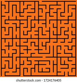 Black square maze (20x20) on a orange background