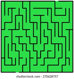 Black square maze (20x20) on a green background