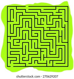 Black square maze (20x20) on a green background