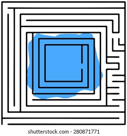 Black square maze (20x20) on a white background