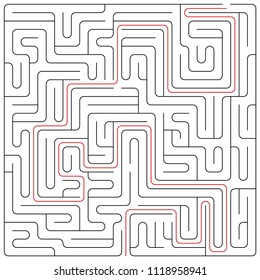 Black square maze 30x30 on a white background