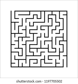Black square maze. An interesting and useful game for kids. Children's puzzle with one entrance and one exit. Labyrinth conundrum. Simple flat vector illustration isolated on white background.