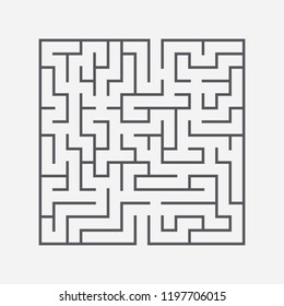 Black square maze. An interesting and useful game for kids. Children's puzzle with one entrance and one exit. Labyrinth conundrum. Simple flat vector illustration isolated on white background.