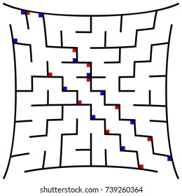 Black square maze(10x10) with help on a white background