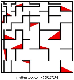 Black square maze(10x10) on a white background
