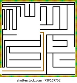 Black square maze(15x15) with help on a white background