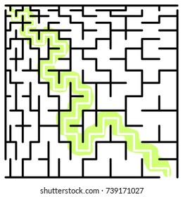 Black square maze(15x15) with help on a white background